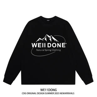 WE11DONE t恤 CDG小众潮牌WELLDONE雪山印花男女重磅纯棉宽松长袖