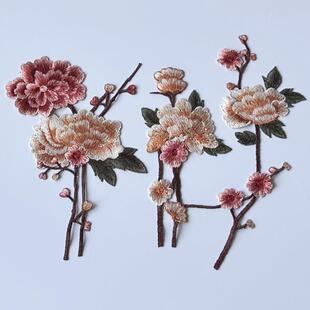 花朵刺绣布贴旗袍衣服裙礼服补丁洞花片装 饰辅料手工缝DIY