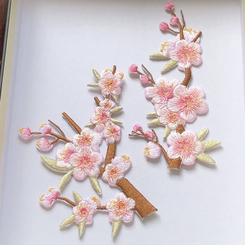 梅花刺绣布贴背胶手工diy