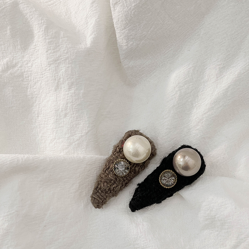 【20元任选2件 送1件】珍珠精致鸭嘴夹韩版时尚百搭咖色发夹边