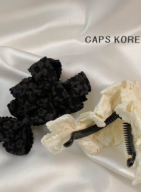 CAPS KOREA｜韩国黑色蝴蝶结发量少显多小号香蕉夹竖式马尾发夹女