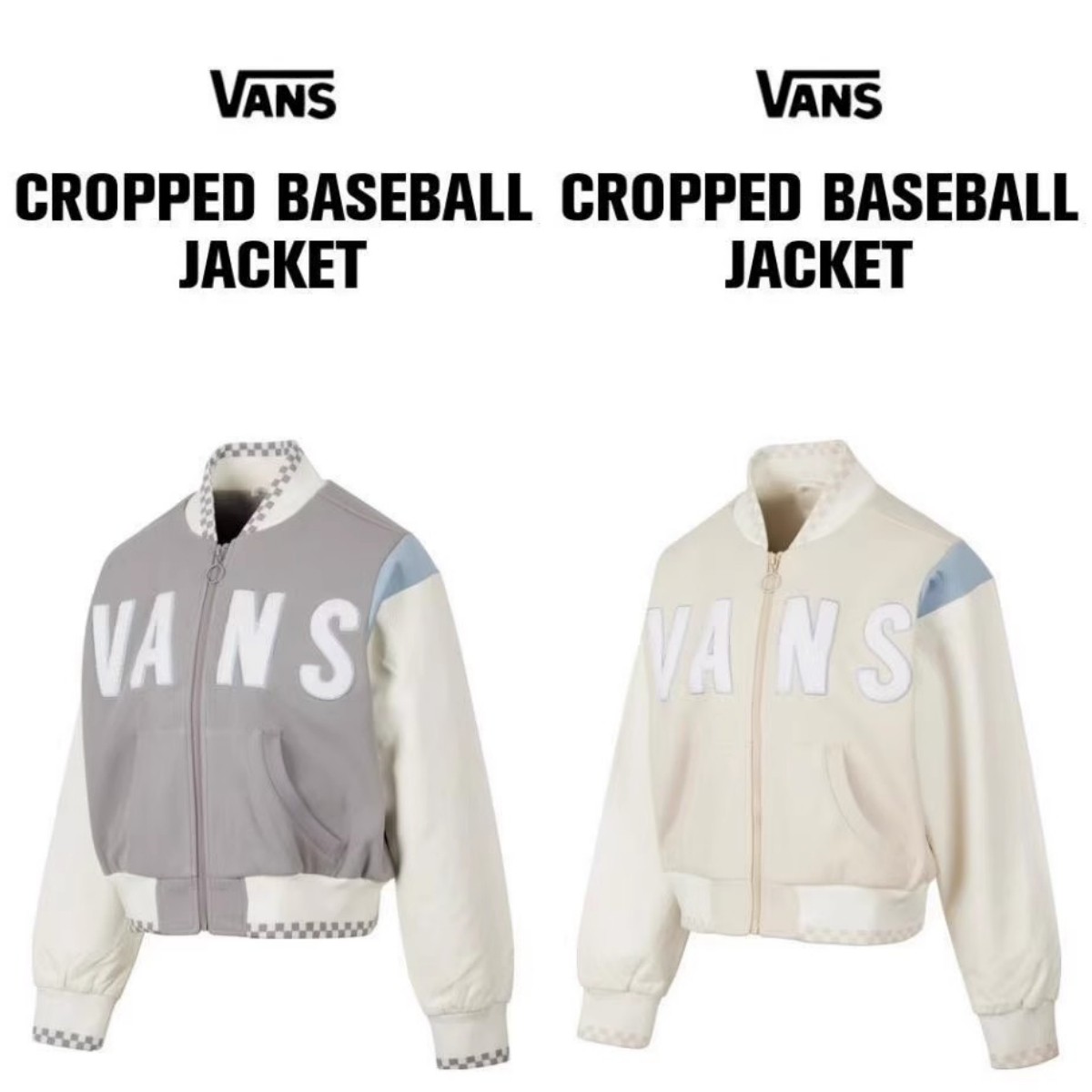 Vans Baseball字母拉链棒球领长袖无帽短款潮流夹克外套女两款色