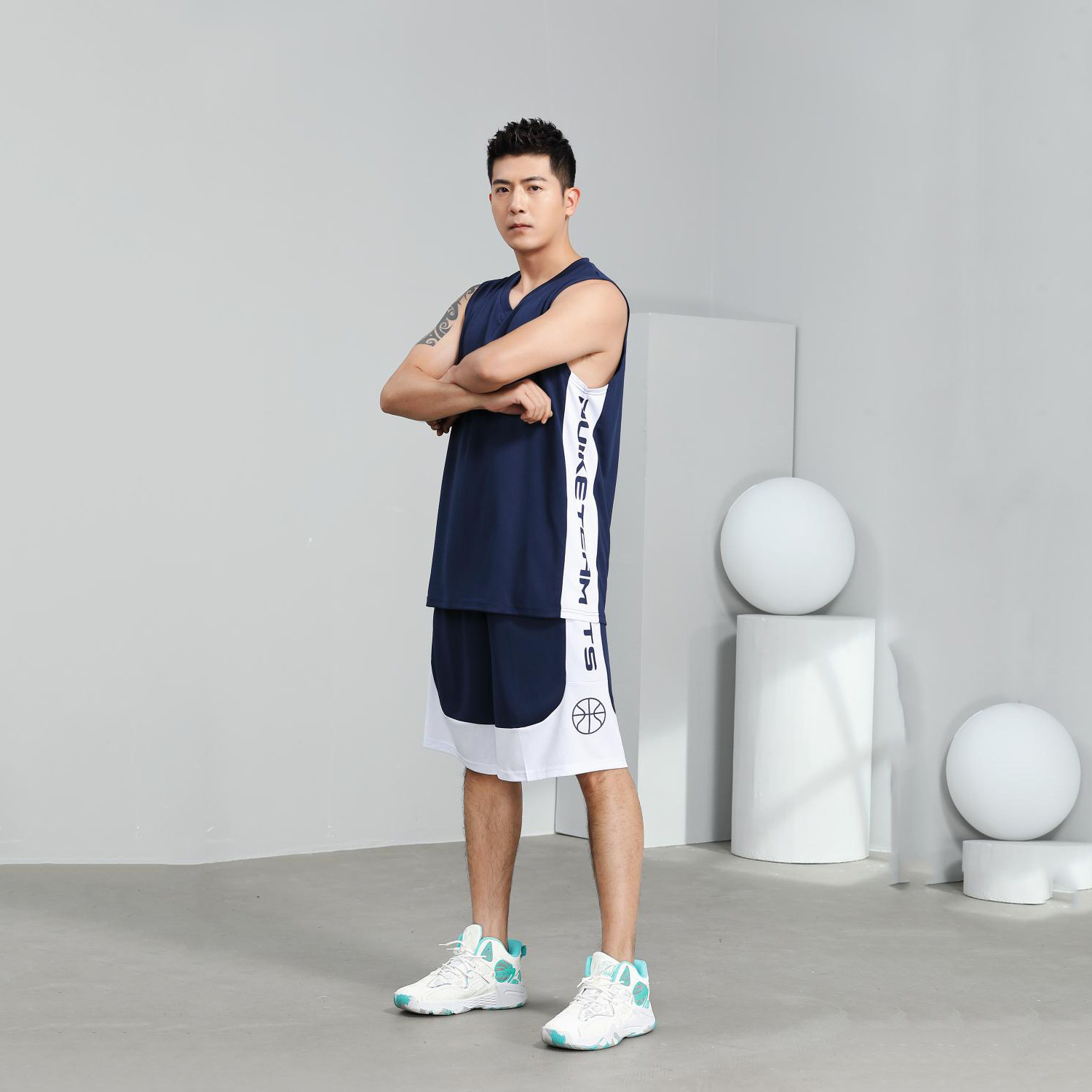 夏季男士速干无袖篮球服套装