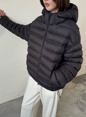 杜邦三防95白鸭绒羽绒服女短款2025冬季新款超轻连帽排骨保暖外套