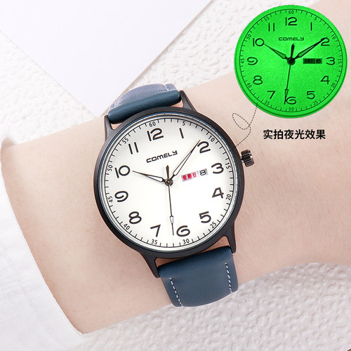 星期日历夜光简约学生手表防水
