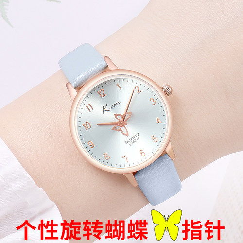 旋转蝴蝶秒针个性女童电子手表