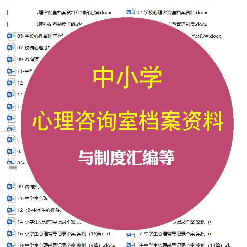 中小学校心理咨询室档案资料工作与制度汇编PPT表格word案例模板