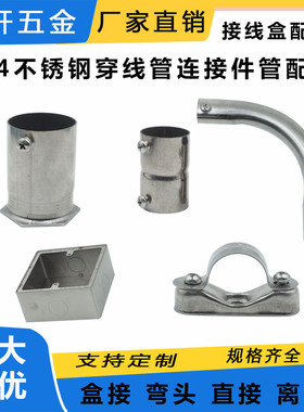 304不锈钢杯梳KBG穿线管连接件86型接线盒直接盒接锁母弯头离墙卡