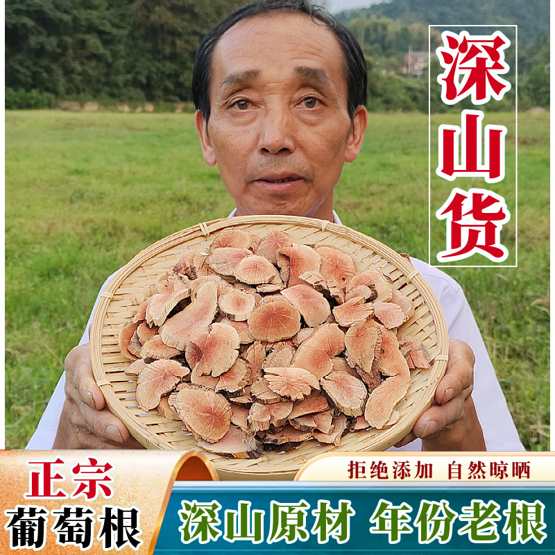 大别山正宗深山葡萄根野外生长山葡萄根蛇葡萄根干片500g包邮药材