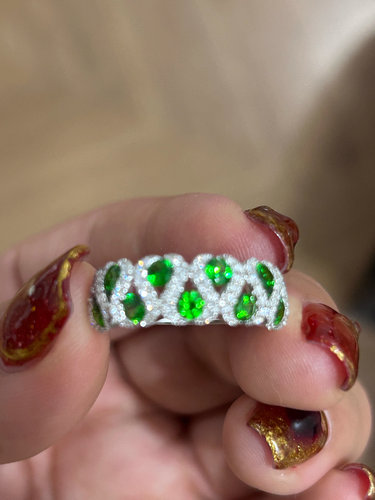 俄罗斯翠榴石18k金天然钻石精工戒指俄翠1号色吉尔德证书