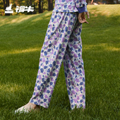 VK198 家居裤 铜牛精梳棉毛印花家居女裤 秋冬女士睡裤