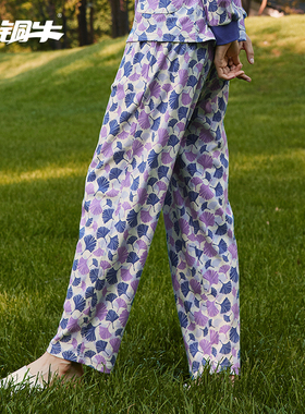 铜牛精梳棉毛印花家居女裤 秋冬女士睡裤家居裤VK198