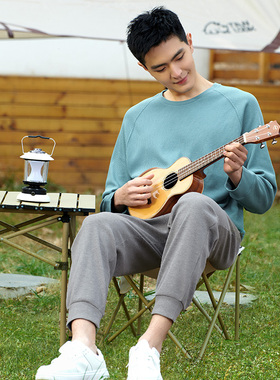 铜牛bless系列系列华夫格圆领男居家上装 春休闲家居长袖衫NS107