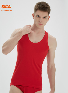 铜牛精梳罗纹男红背心 本命年鸿运系列内衣男士打底衫NB028