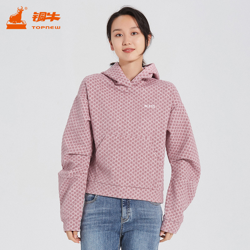 铜牛bless春秋款长袖衫波点连帽