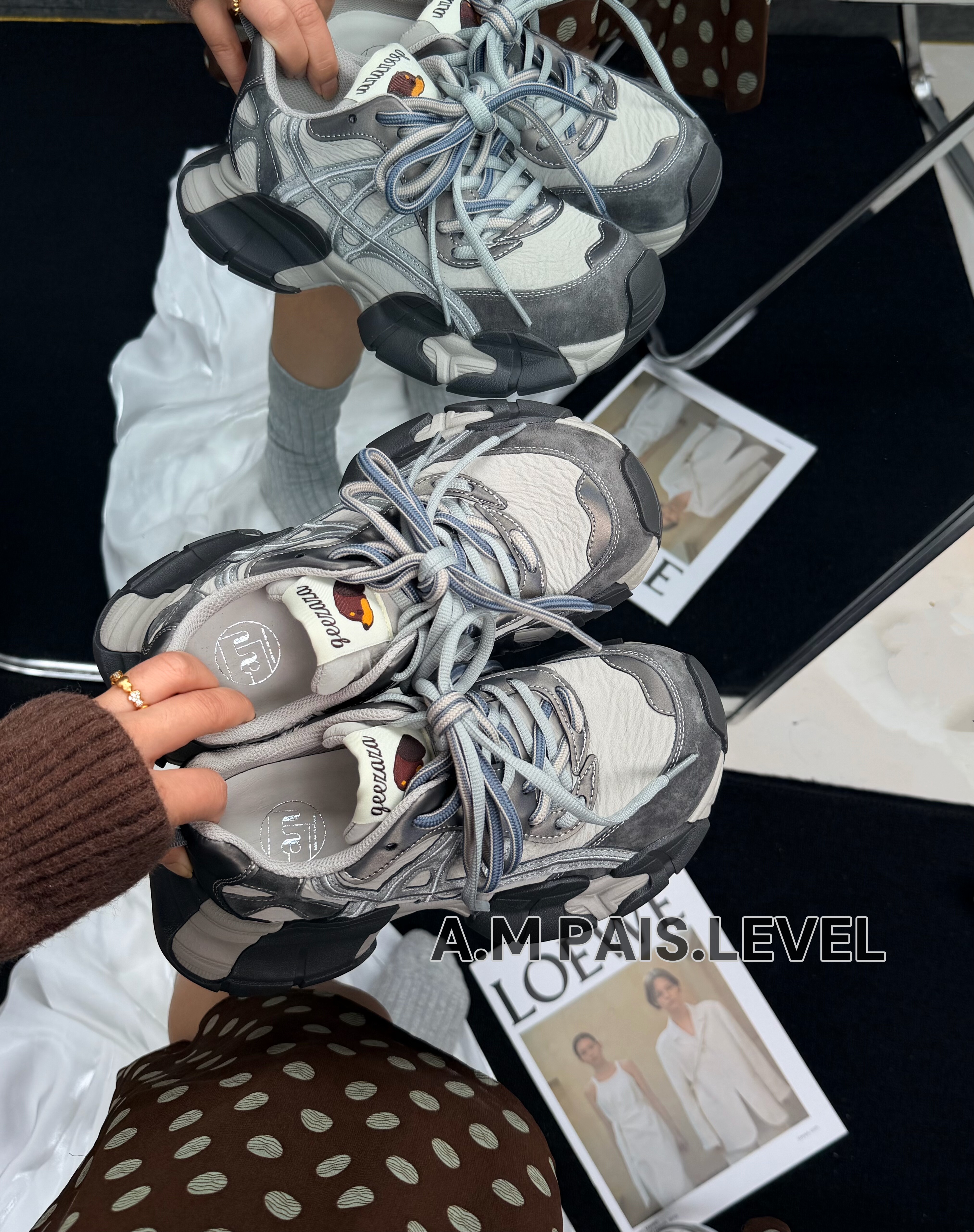 AMPL~6cm增高2026春款真皮拼接休闲鞋女欧货系带欧洲站厚底老爹鞋,女鞋,老爹鞋,淘宝优惠券,粉丝福利购,淘宝优惠卷