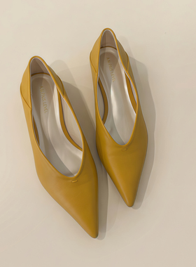 AMPL~26新款韩版低跟尖头浅口单鞋女坡跟一脚蹬通勤鞋子OL极简风