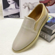 男士 皮鞋 透气真皮牛皮米白色浅色白鞋 新款 软底中老年休闲米色男鞋