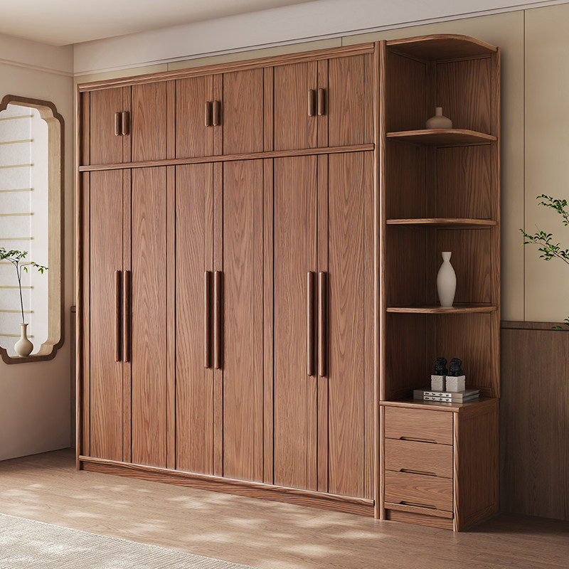 宋式美学白蜡木全实木衣柜六门衣橱五门储物柜四门三门对开门家用