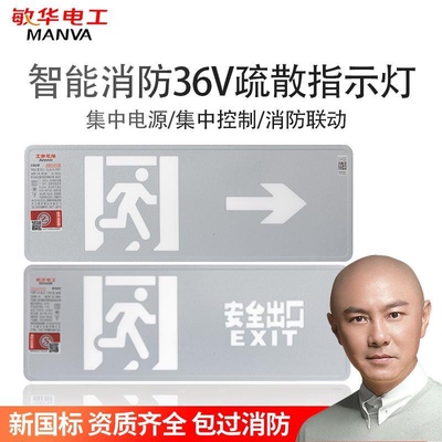 敏华NST不锈钢消防应急标志灯A型智能集中控制疏散出口DC36v超薄