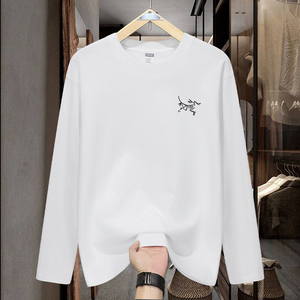 秋冬美式重磅双纱精梳棉情侣打底衫鸟家男士圆领T恤320g长袖纯棉