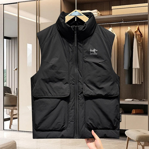冬季新款男士羽绒马甲立领加厚情侣鸟家工装马夹休闲保暖坎肩外套