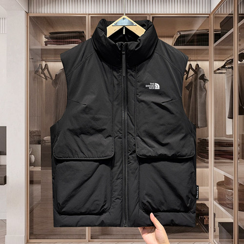 冬季新款男士羽绒马甲立领加厚情侣ins工装马夹休闲保暖坎肩外套