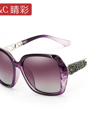 新款女士优雅水钻复古偏光墨镜