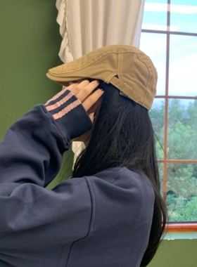 小陈非常复古纯色英伦鸭舌前进帽