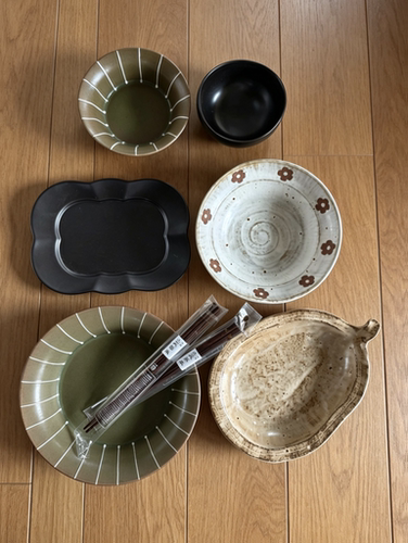 LLHOME 绿绦黑陶 二人食餐具新中式景德镇粗陶复古餐具侘寂风餐具