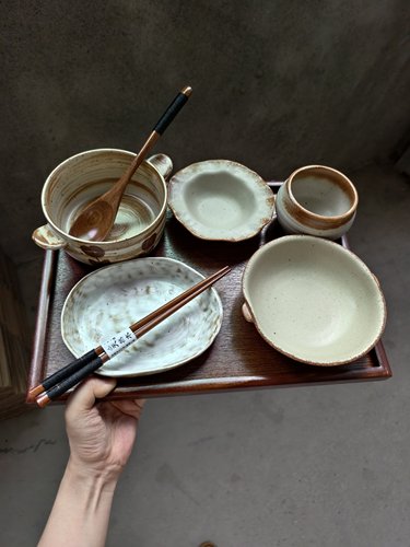 氛围感餐具 手绘郁金香一人食餐具月子餐打卡轻食减脂分餐制碗盘