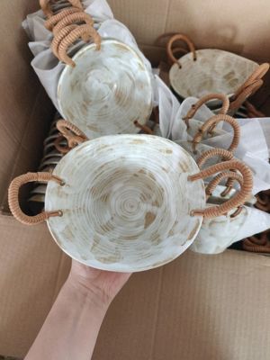 景德镇麻绳元宝6寸双耳碗甜品碗酸奶碗菜碗汤碗