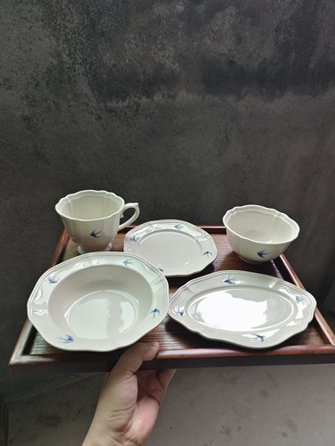 春日燕餐具   单品链接  釉下彩餐具 一人食餐具 减脂餐具