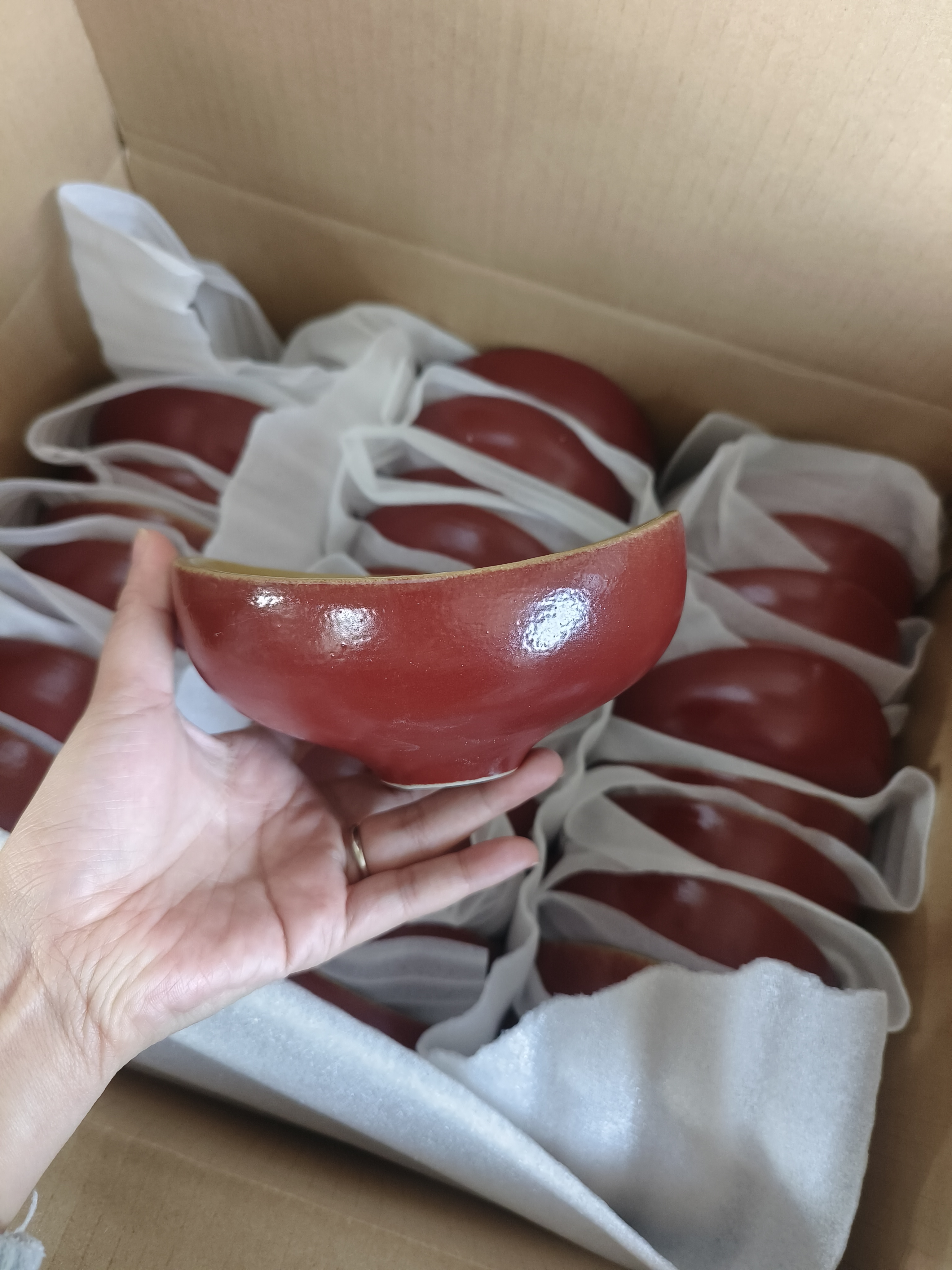 景德镇新中式故宫红复古红色元宝碗甜品碗小菜碗粥碗米饭碗汤碗