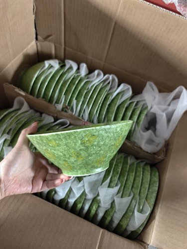 定制款 油菜花绿色高足碗米饭碗甜品碗粥碗酸奶碗斗笠碗 春天的碗