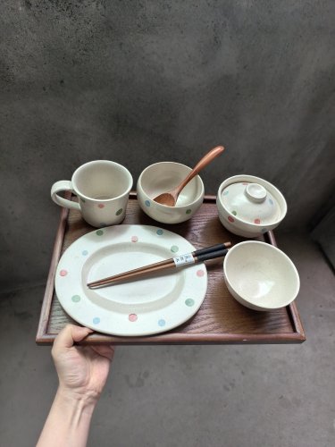 LLHOME  彩虹糖波点 一人食餐具小清新餐具儿童学生餐具分餐制