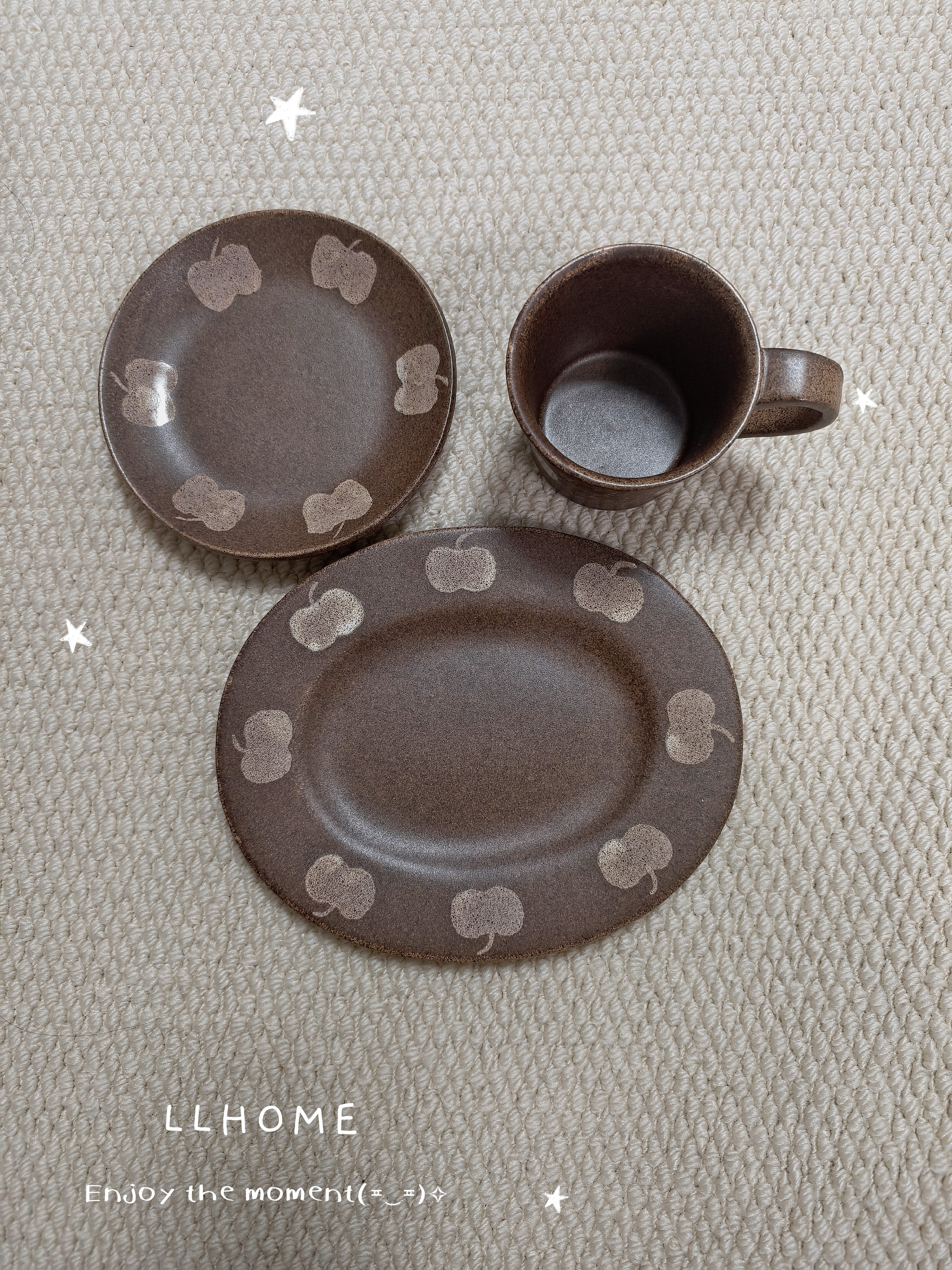 复古可露丽风苹果餐具西餐盘早餐盘沙拉盘牛奶杯咖啡杯碟甜品盘
