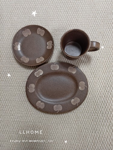 复古可露丽风苹果餐具西餐盘早餐盘沙拉盘牛奶杯咖啡杯碟甜品盘