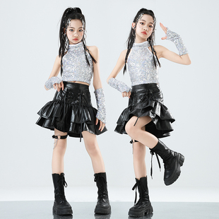 女孩jazz爵士舞演出服少儿甜酷女孩街舞表演服装潮女团走秀练功服