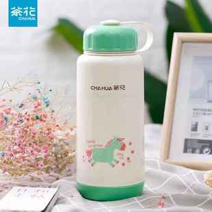 茶花老款双层连盖保温杯学生杯便携秋冬季大容量女男生水壶杯子