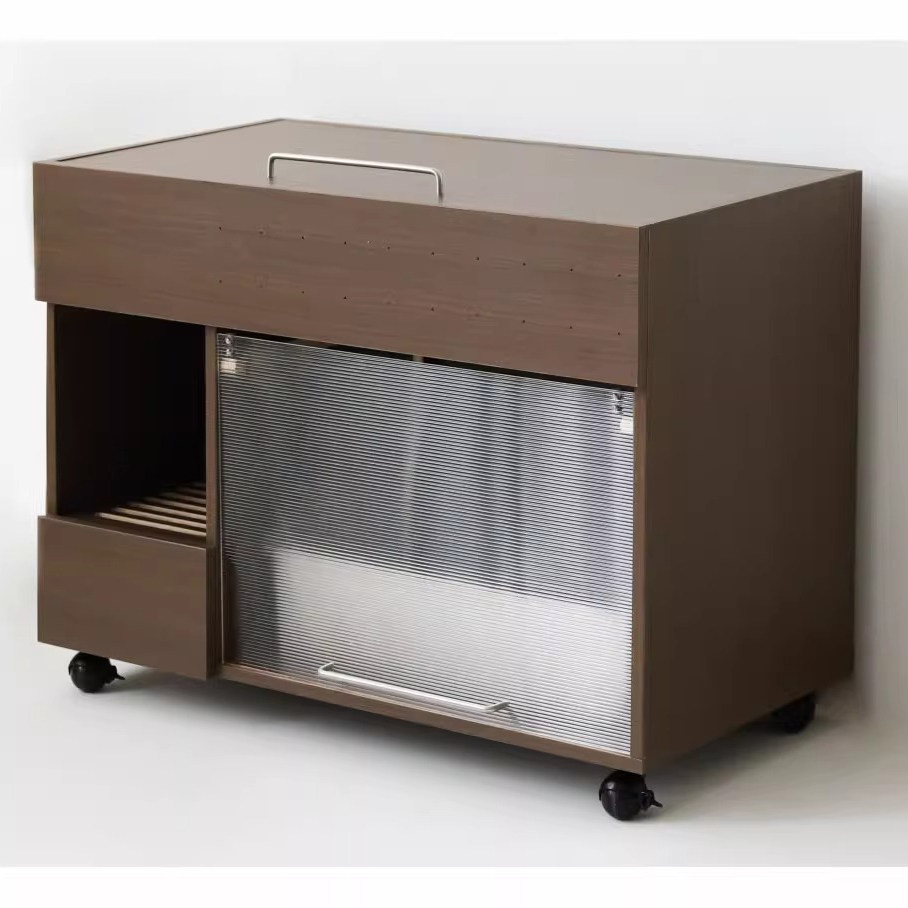 实木中古风猫厕所万向轮智能宠物用品半封闭防臭带抽屉储物猫砂盆