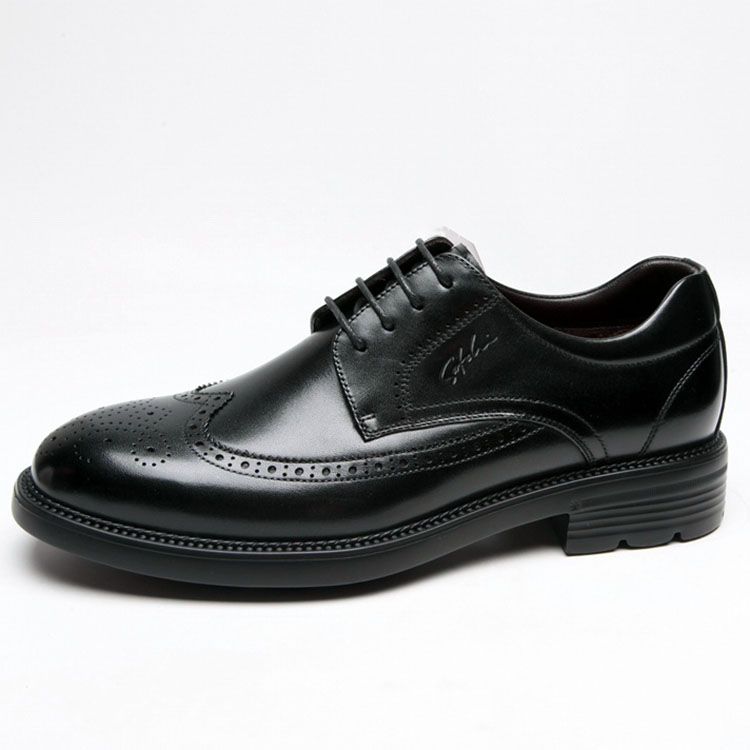 沙驰低帮雕花加绒保暖正装棉皮鞋