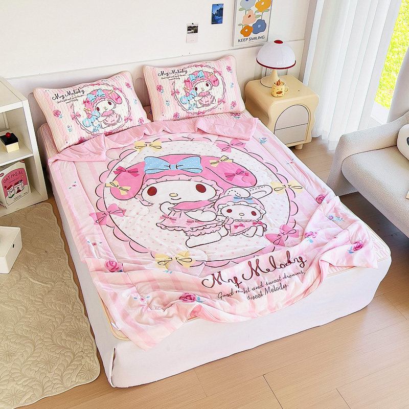 甜美美乐蒂床上用品夏天薄被卡通空调被女学生中大童凉感顺滑透气