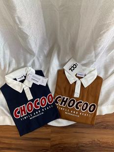CHOCOOLATE女装宽松翻领子Polo长袖薄款卫衣复古少女系3612
