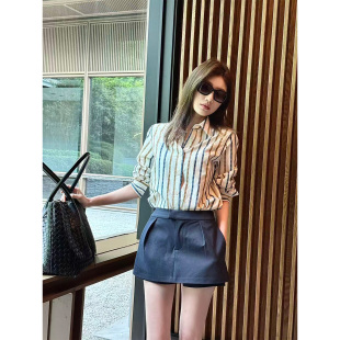 SUNYUYING 杂色条纹系列衬衫显白宽松遮肉百搭系列简约气质两件套