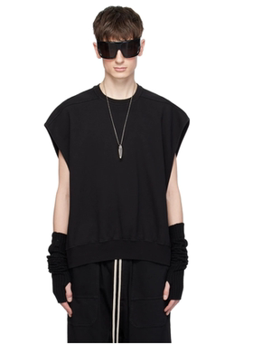 43ro 健身坎肩套头衫厚T恤盖袖背心性张力穿搭男宽松落肩无袖卫衣