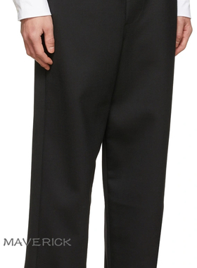 欧美新款阔腿直筒裤抽绳收口裤Elasticated Bottom黑色九分裤