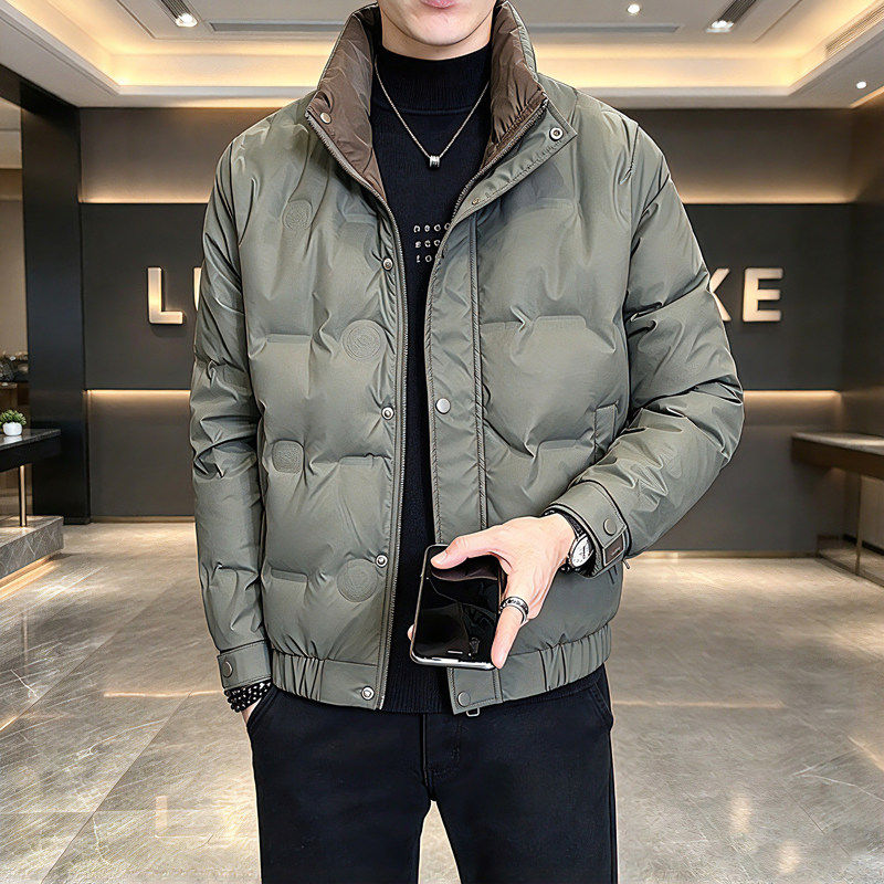 白鸭绒羽绒服男轻薄立领冬季潮牌2026新款修身帅气高级感加厚外套