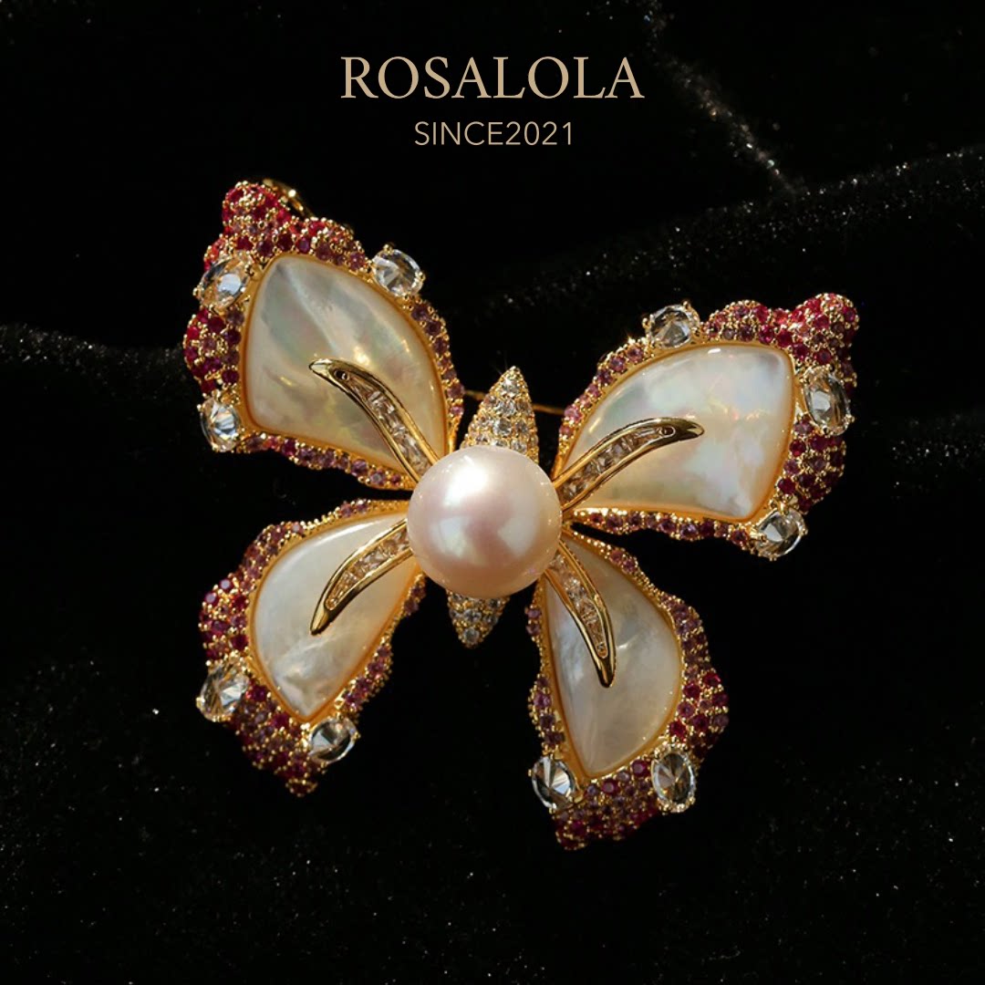 ROSALOLA 绯霞蝶翎·法式浪漫复古艺术珠宝胸针LOLA系列102010