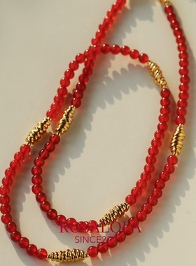 ROSALOLA 红玛瑙金纹隔珠·复古新中式项链·LOLA系列 122909